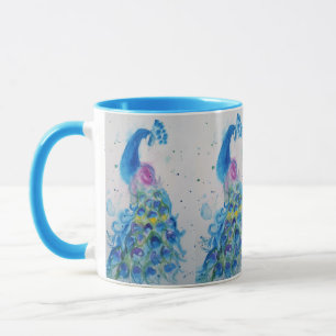 Caneca Pintura Azul de Peacock Elegante