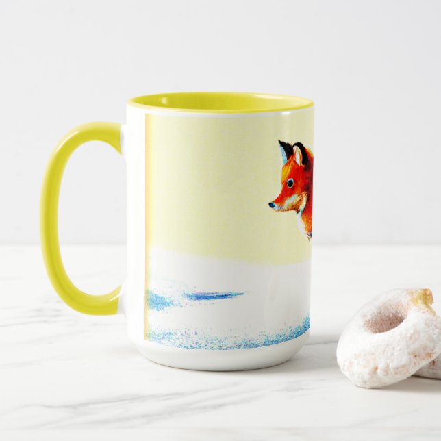 Caneca Pintura Bonita De Raposa Vermelha. Compre agora (Com Donut)