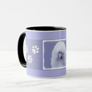 Caneca Pintura Branca de Poodle Padrão - Arte Cão Origina