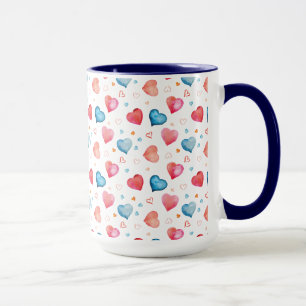 Caneca Pintura da Mão de Aquarela em Forma de Coração