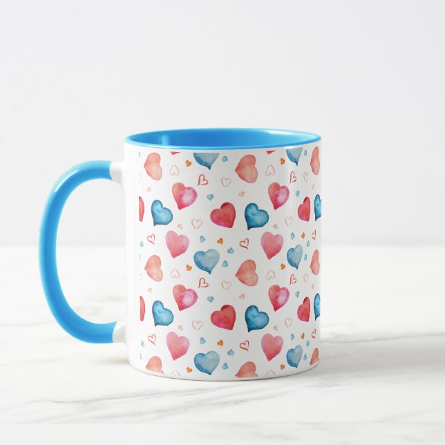 Caneca Pintura da Mão de Aquarela em Forma de Coração (Esquerda)