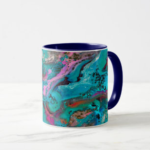 Caneca Pintura de Arte Abstrato Fluida Colorida Moderna