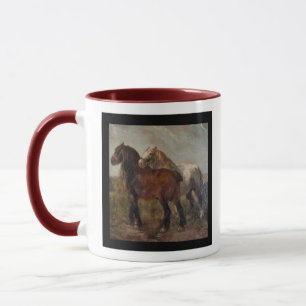 Caneca Pintura de Arte Bela Marrom Draft Horse: Belga