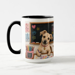 Caneca Pintura de cachorro simpático da escola Ilustração