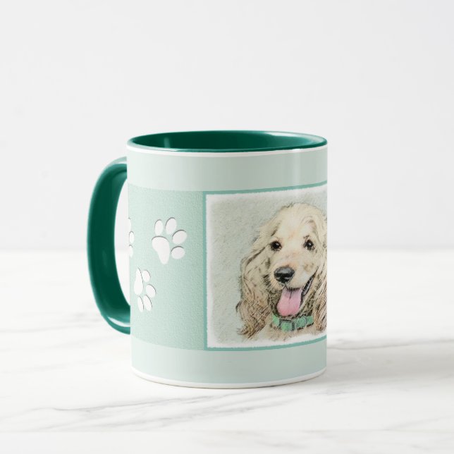 Caneca Pintura de Cocker Spaniel Buff - Arte de Cão Origi (Frente Esquerda)