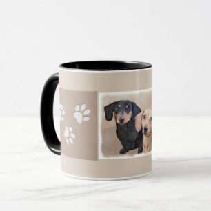 Caneca Pintura de Dachshund (Smooth) - Arte de Cão Origin