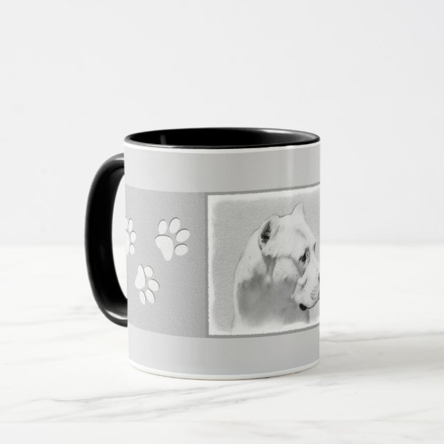 Caneca Pintura de Dogo Argentino - Arte Original de Cães (Frente Esquerda)