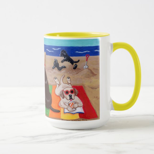 Caneca Pintura de Labradors da brisa do verão (Direita)