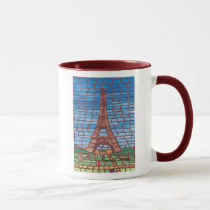 Caneca Pintura de Mosaicos de Torre Eiffel de Lâmpadas Pe