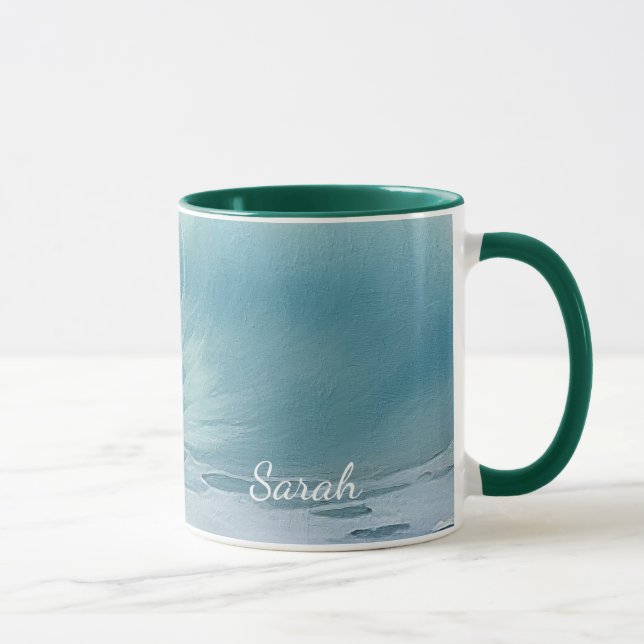 Caneca Pintura de ondas de praia personalizada (Direita)