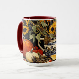 Caneca Pintura de outono de Ação de Graças