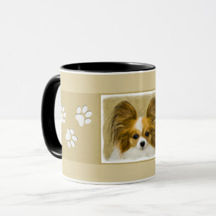 Caneca Pintura de Papillon (Hound Tri) - Arte de Cão Orig