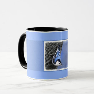 Caneca Pintura De Pássaros De Casca Branca