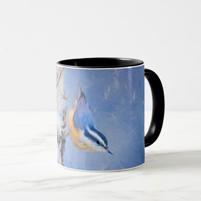 Caneca Pintura De Pássaros Original De Raça Vermelha (Frente Esquerda)