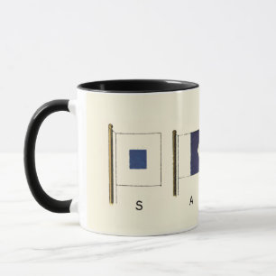 Caneca Pintura de quatro sinalizadores com vela escrita a