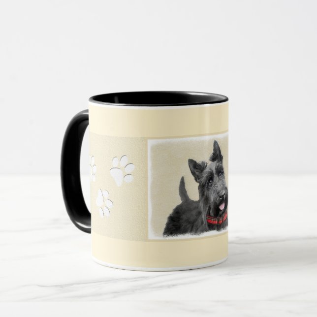 Caneca Pintura de Terrier escocês - Arte de cão original  (Frente Esquerda)