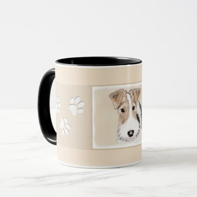 Caneca Pintura do Fox Terrier do fio - arte original (Frente Esquerda)