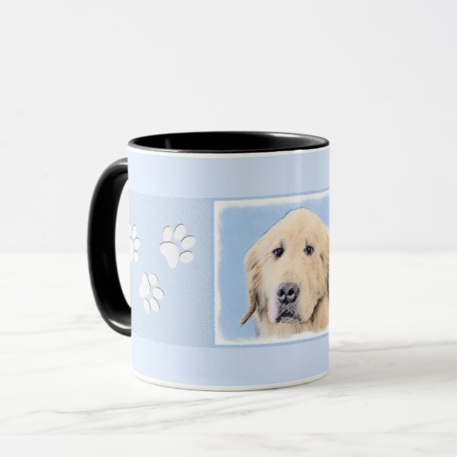 Caneca Pintura do ouro Retriever - Arte Cachorra Original (Frente Esquerda)
