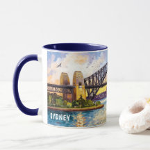 Pintura em Aquarela da Ponte da Baía de Sydney