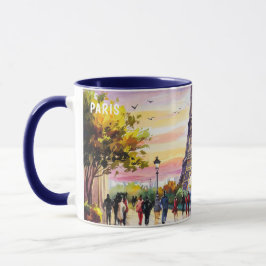 Caneca Pintura em Aquarela de Pontos Turísticos de Paris 