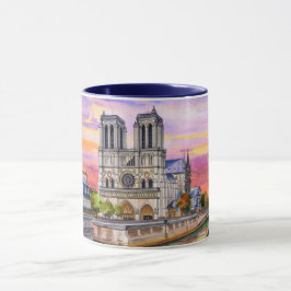 Caneca Pintura em Aquarela de Pontos Turísticos de Paris 