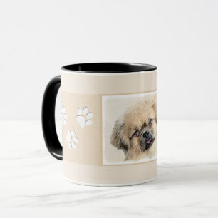 Caneca Pintura em espanhol tibetano - Arte canina origina