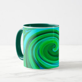 Caneca Pintura em espiral líquida de Abstrato Turquesa