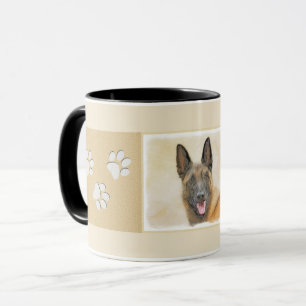 Caneca Pintura em Malinois Belga - Arte Cachorra Original