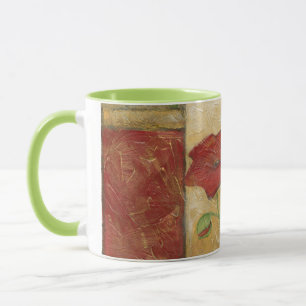 Caneca Pintura Floral com Traços Visíveis do Pincel