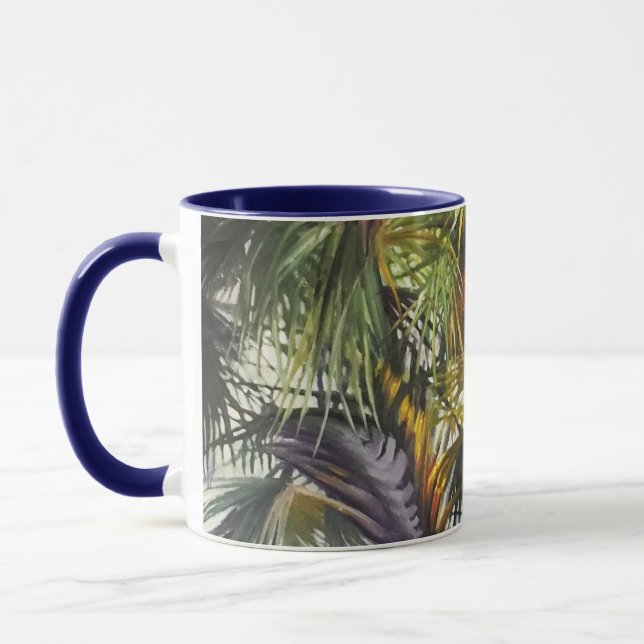 Caneca Pintura Original de Palmeira Tropical (Esquerda)