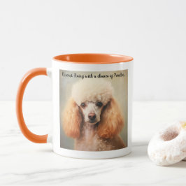 Caneca Pintura Padrão de Óleo de Poodle com Legenda de Co