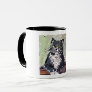 Caneca pintura realista, gato