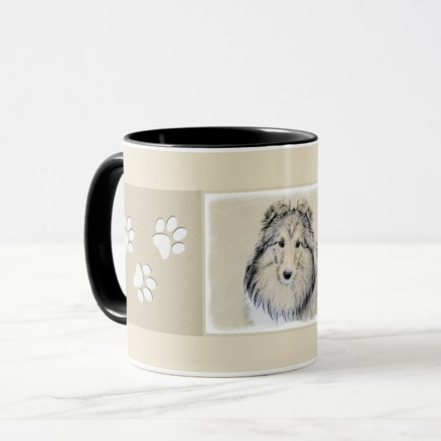 Caneca Pintura Shetland Sheepdog - Arte Cachorreira Origi (Frente Esquerda)