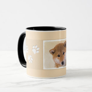 Caneca Pintura (vermelha) de Shiba Inu - arte original do