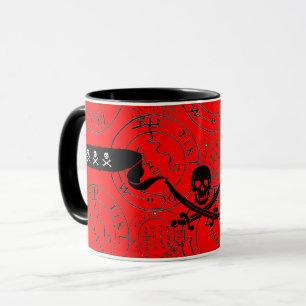 CANECA PIRATAS MAPAS DE TESTE,CRÂNIO,ESPALHAS,PEDAÇOS V