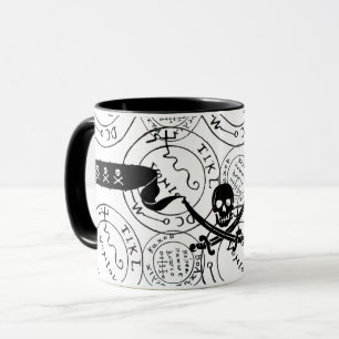 CANECA PIRATAS MAPAS DE TESTE,CRÂNIO,ESPINHAS PRETAS