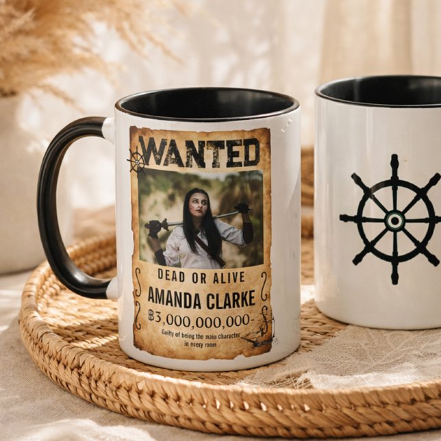 Caneca Pirate Bounty Wanted Poster – Custom Photo  (Criador carregado)