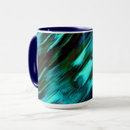 Caneca Pisca manchada de azul para ciano e manchas vermel
