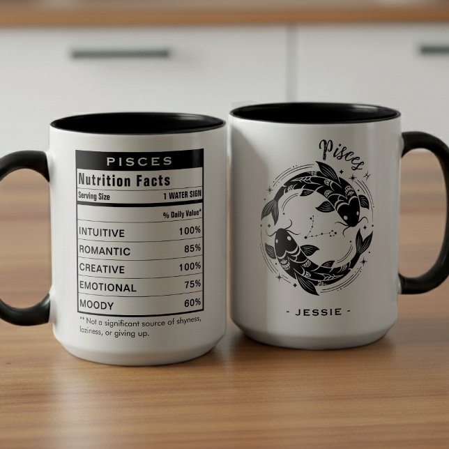 Caneca Pisces Zodiac Sign Astrology Nutrition Facts (Pisces Zodiac Sign Astrology Nutrition Facts Mug
)
