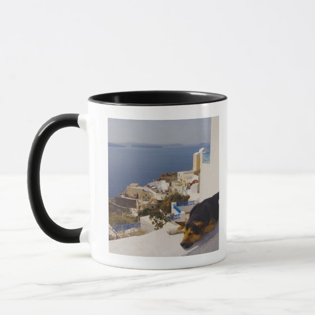 Caneca Piscina, cidade da ilha de Santorini, Oia, sono do (Esquerda)