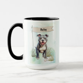 Caneca Pit Bull Terrier Aquarela Cachorro Personalizado
