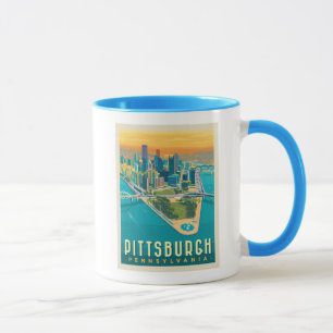 Caneca Pittsburgh, PA Vista de Olho de Pássaro