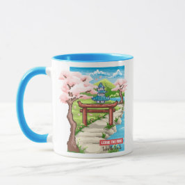 Caneca Pixel Art de Flor de Cerejeira Japonesa