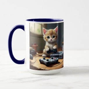 Caneca "Pixel Paws: The Gamer Kitten in Action"