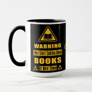 Caneca Placa de Aviso Personalizada para Amantes de Livro