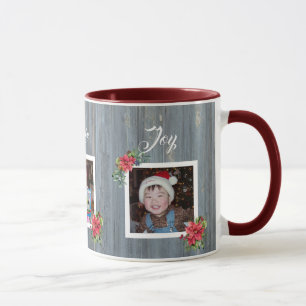 Caneca Placa de Celeiro Rústico e Poinsettia 3 Fotos de