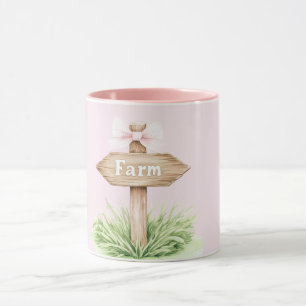 Caneca Placa de Fazenda de Madeira de Arco do País Rosa