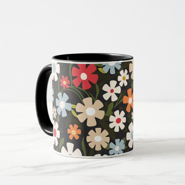 Caneca Placa multicolorido em preto (Frente Esquerda)