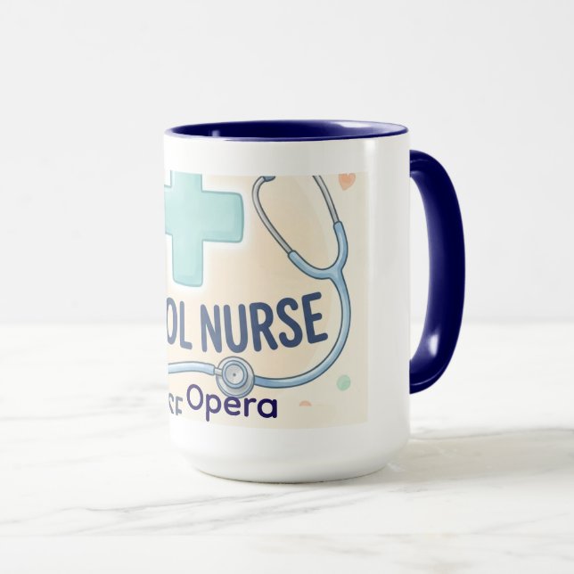 Caneca Placa Personalizada de Enfermeira Escolar Vintage (Frente Esquerda)