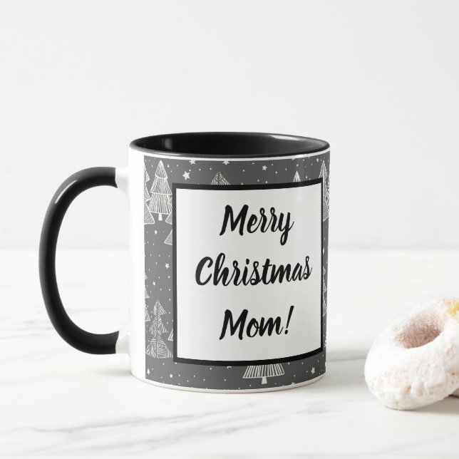 Caneca Placas Alcalinas Manuscritas Árvores de Natal Nasc (Com Donut)